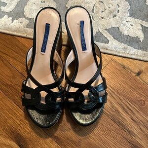 Stuart Weitzman wedges black worn once preowned but lots of love left